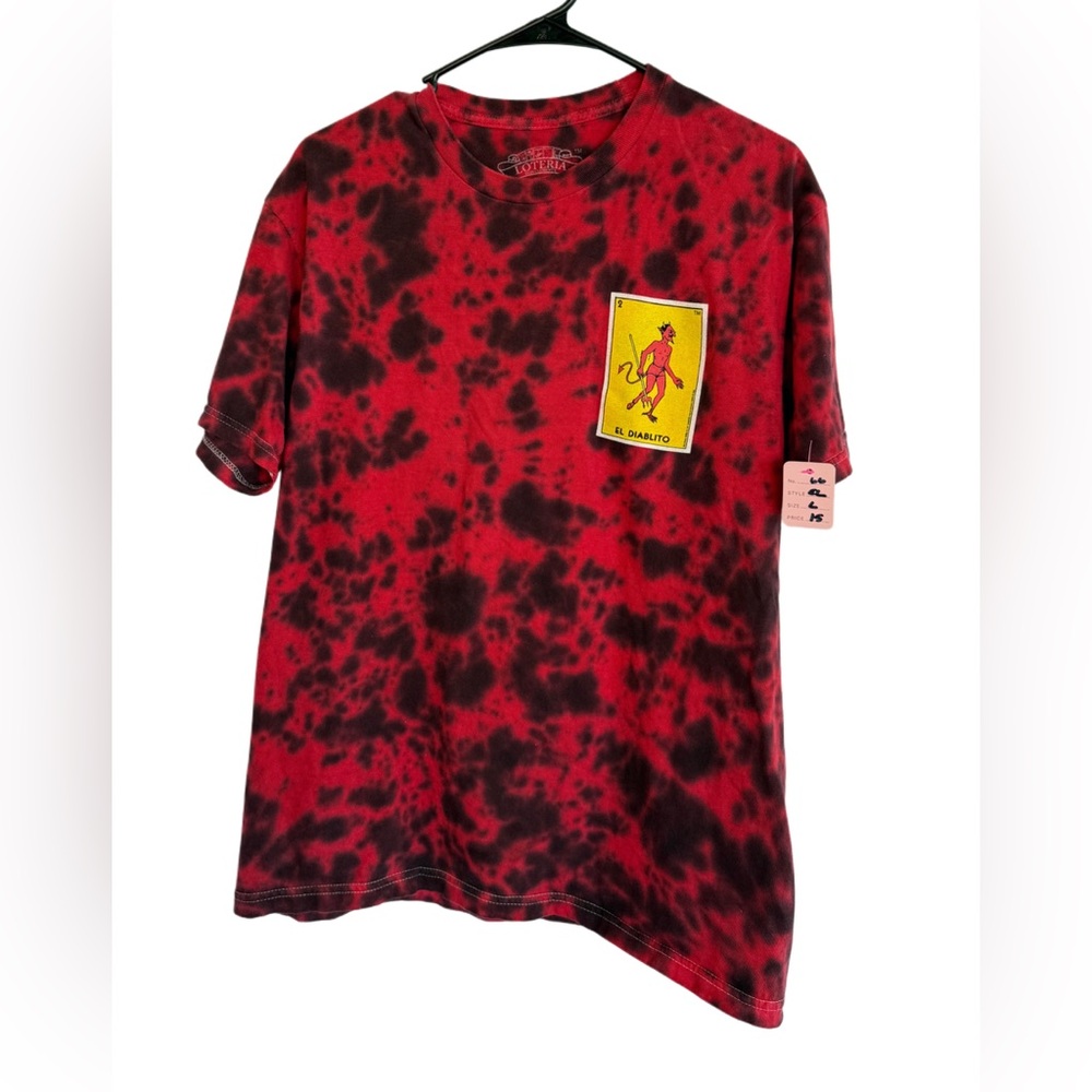 Loteria El Diablito Red and Black Tie-Dye T-Shirt